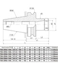 Heavy Hitter BT60 Cnc Collet Kit Featuring ER32 ER40 ER50 With 100 And 150 Lengths technical drawing with dimensions.
