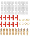 Auto Flow Rabbit Water Feeder Kit With Hose Hookup For Small Critters And Poultry Coops assembly parts including red connectors and brass nipples.