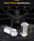 24 Pcs Lug Nuts M14x1.5 Chrome Closed End One Piece Wheel Nuts Replacement For Chevy Silverado Suburban Tahoe GMC Sierra