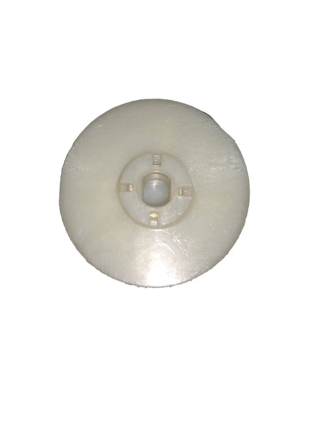 Motor Coupler Replacement For Eco Twin Eco Plus Chef Pro Plus Eco Chef And Blue Leaf Mixers Easy Install No Fuss Plug And Play Ready Durable White Gear Part That Keeps Your Mixer Running Smooth. White plastic motor coupler gear, front view.