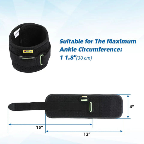 Foot Drop Ankle Brace Orthosis With Cushioned Adjustable Wrap Compression for Easier Walking Gait, 15x12 inch, black.