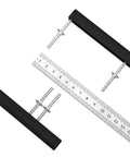 Ten Pack Adjustable Black Cabinet Drawer Pulls From 2 To 8.8 Inches Hole Spacing For Cabinets And Furniture shown with ruler for scale