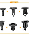 Universal Plastic Fender Clips Kit 200 Pcs Push Bumper Fasteners Rivet Clips with 6 Sizes for Auto Body Bumper Fender Trim