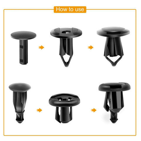 Universal Plastic Fender Clips Kit 200 Pcs Push Bumper Fasteners Rivet Clips with 6 Sizes for Auto Body Bumper Fender Trim