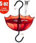 Ant Moat For Hummingbird And Oriole Feeders, 5 Oz Cup, 4 Pack, Clear Water Cup With Red Umbrella Design showing hook and water flow.