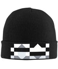 Premium Black And White Piano Plate Grid Knit Beanie, soft winter hat, stylish black and white design for daily wear.