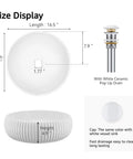 Round Vessel Sink For Bathroom Vanity, Matte Black Porcelain Ceramic Countertop Basin, Dimensions and Pop-Up Drain