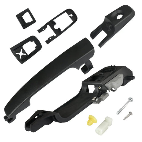 Heavy Duty Exterior Door Handle And Reinforcement Plate Kit For 2008 To 2011 Ford Focus Front Left Driver Side showing handle and hardware.
