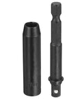Premium Heavy Duty Deep Impact Socket 7mm With 1/4 Inch Drive, Long Reach CR-V Steel For Tough Mechanics And Auto Repair Gear, black socket and adapter
