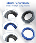Beefed Up Heavy Duty Hydraulic Seal Kit For Bucket Cylinder Fits One And A Half Inch Bore Front End Loader Cylinders, One Inch Rod, Fifteen Inch Stroke, Compatible With 1840QT, 1845QT, 1846QT, 1847QT Models And Similar Cylinders. hydraulic seal rings in gray and blue