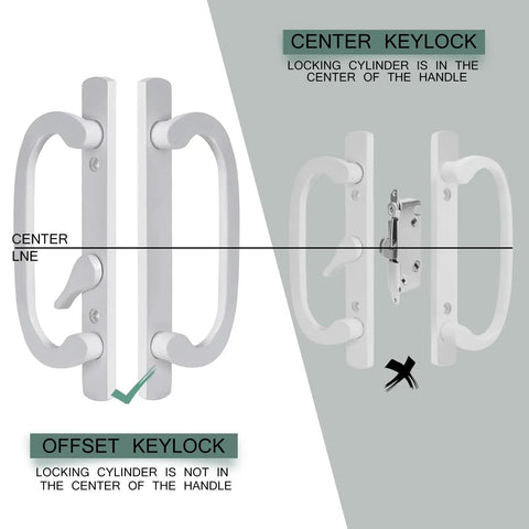 Spruce Up Your Patio Entry With Snazzy Zinc Diecast Sliding Door Handles Featuring Sturdy Pull Bars And Hassle Free Thumbturn Locks For Quick Vinyl Or Wood Frame Swaps. Center and offset keylock comparison.