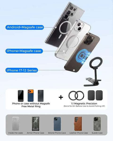 Universal Magnetic Golf Cart Phone Holder With 360 Degree Rotating Mount For MagSafe iPhone And Android compatibility details