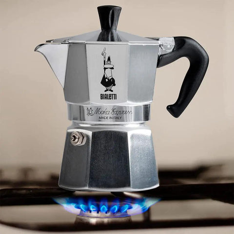 Moka Express Classic Italian Stovetop Espresso Pot For Rich Home Brew Natural Silver Finish 6 Cup Capacity Iconic Moka Pot Design That Delivers Cafe Quality Coffee At Home on stovetop