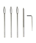 Heavy Duty Tire Repair Kit Featuring Ergonomic T Handle Puncture Patching Tool For Cars Trucks Motorcycles And Bicycles No Fuss Roadside Flat Fix with four stainless steel needles and a valve wrench.