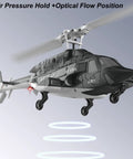 Airwolf A61 4CH RC Helicopter For Adults And Newbies, 1 To 42 Scale, showing altitude hold and optical flow positioning