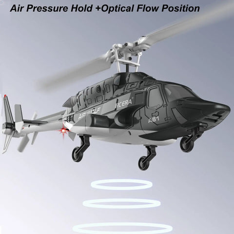 Airwolf A61 4CH RC Helicopter For Adults And Newbies, 1 To 42 Scale, showing altitude hold and optical flow positioning