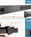 Close-up of heavy duty 1/4-inch carbon steel in Double Track Bypass Sliding Barn Door Hardware Kit with J shape hangers.
