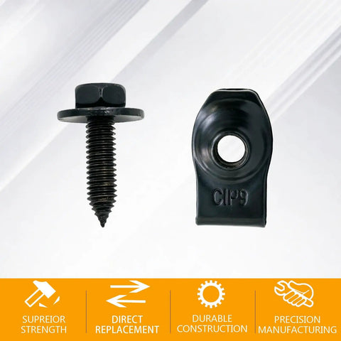 Premium Fifty Piece One Quarter Inch Universal U Nut Clips And Hex Head Bolts For Auto Body Repair Fender Liners Bumpers Wheel Arches featuring a hex bolt and U nut clip.