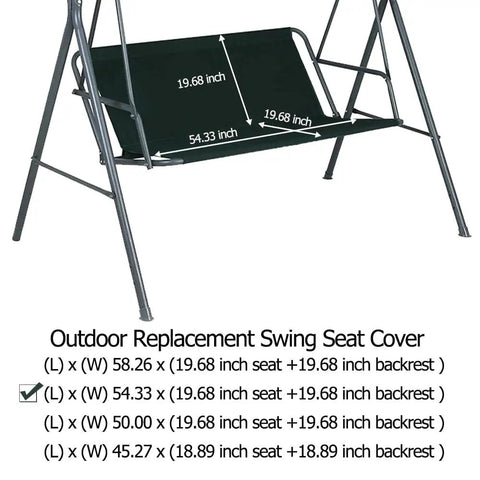 Outdoor Replacement Swing Seat Cover For Patio Swing And Bench Heavy Duty Canvas Waterproof Chair Cushion Replacement Easy Install Weather Resistant Garden Swing 54 Inch Long