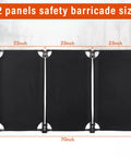 12 Panel Foldable Safety Barricade With High Visibility Caution Sign PVC Frame Portable Privacy Fence dimensions shown