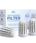 Ultrasonic Humidifier Filter Replacements For Home Use, 3 pack cool mist demineralization cartridges with ceramic stone on white background