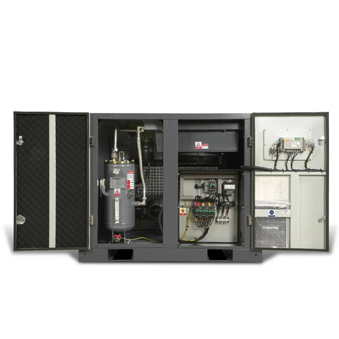 Beefy 20HP Rotary Screw Air Compressor With 78 CFM And 116 PSI At 460V Three Phase Industrial Grade, interior view