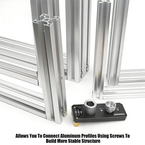 Aluminum Profile Drill Guide With M6 And M8 Step Drill Bits For 20, 30 And 40 Series European Standard Aluminum Extrusion Profiles on display