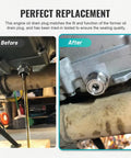 Before and after engine oil drain plug comparison, Heavy Duty 1/2 Inch 20 Thread Oil Drain Plug Piggyback Kit For Harley Curb Rust With Neodymium Magnet Catching Fine Metal Shavings Inside Engine