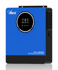 Badass 3600W Hybrid Solar Inverter With Integrated 120A Mppt Controller showcasing blue exterior and digital display for home energy use.