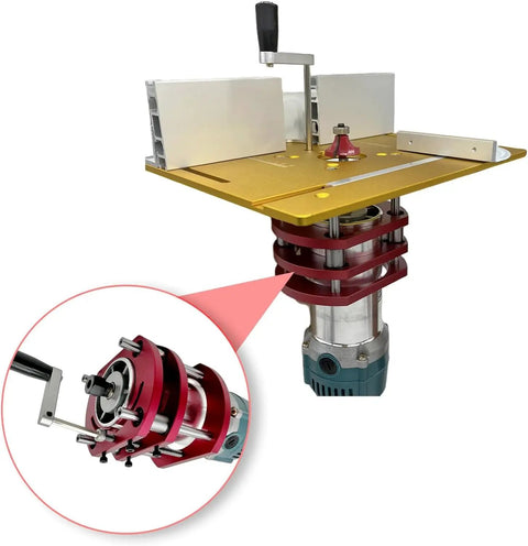 DeCake Router Lift System With Max 51mm Crank Adjust, Precision woodworking insert plates and base for wood engraving