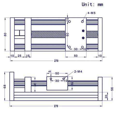 150mm Effective Stroke Linear Rail Guide With Dual Optical Axis, SFU1605 Ballscrew, Nema 23 Stepper Motor, CNC Router Ready, High Precision Linear Slide System For Accurate Milling And Carving, dimension drawing