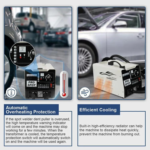 Spot Welder Dent Puller Kit for Cars and Trucks, 110V 3800A Auto Body Repair Tool with overheating protection features.
