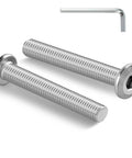 Heavy Duty M6 Flat Head Hex Socket Cap Screws And Bolts 10 Piece Set With Hex Key 304 Stainless Steel close-up of two screws