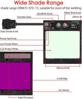 Auto Darkening Welding Helmet With Ultra Large Viewing Screen And True Color Lens specifications diagram