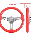 Racing Steering Wheel 13 Inch 330mm With 6 Bolt JDM Mount Red Grooved Spoke Bracket And Horn Button Durable PU Grip For Racing