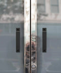 Antique Black Barn Door Handles 2 Pack Set For Garage And Gate mounted on glass doors
