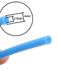 Blue 4mm OD Polyurethane Pneumatic Hose 2.5mm ID Tubing For Air Compressors And Tools, close-up of hose end with dimensions