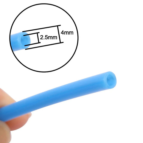 Close-up of Blue PU Tubing 4Mm OD 2.5Mm ID for Pneumatic Hoses Air Compressor Pipe, showing dimensions.