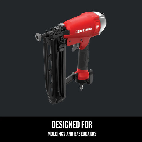 Finish Nailer 16 Gauge Pneumatic With Oil Free Motor, Maintenance Free Operation, Tool Free Depth Of Drive Adjustment