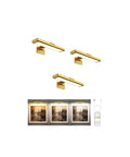 Rechargeable Picture Light For Wall With Remote Control Three Pack Sweet Stick On Magnetic Mount No Fuss Install Ultra Bright Frame Accent Lamp showcasing three gold picture lights above framed artwork.