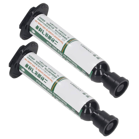 Milky White Solder Mask Ink For PCB BGA Repairs, Extreme High Temp Up To 550 Celsius, Pack Of 2, 10cc tubes, top view