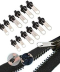12 Piece Black Zipper Repair Kit With Replacement Sliders And Teeth Universal Fit For Jackets Pants Bags And More Pro DIY