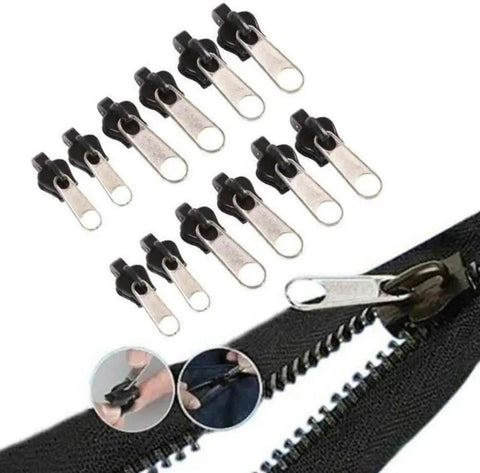 12 Piece Black Zipper Repair Kit With Replacement Sliders And Teeth Universal Fit For Jackets Pants Bags And More Pro DIY
