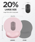 Ergonomic Gel Wrist Rest Mouse Pad For Desk, Non Slip, Contoured Support, Large 10.6 X 9 Inch Desk Mat For Comfy Work, Fatigue Relief, Works With Any Mouse, Light Pink, showcasing size comparison with a standard mouse pad.