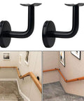 5 Pack Black Stainless Steel Handrail Brackets for Heavy Duty Staircase Support in angled installations indoor outdoor