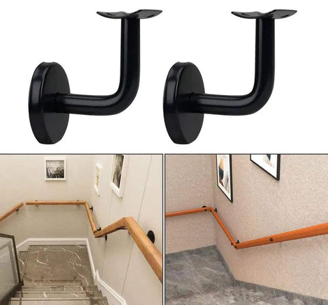 5 Pack Black Stainless Steel Handrail Brackets for Heavy Duty Staircase Support in angled installations indoor outdoor