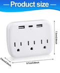 2 Piece Cruise Power Strip With USB Ports Travel Adapter For Cruise Ship Essentials Non Surge Protection White Approved For 2025 Product size dimensions