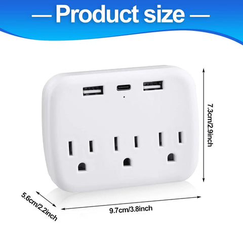 2 Piece Cruise Power Strip With USB Ports Travel Adapter For Cruise Ship Essentials Non Surge Protection White Approved For 2025 Product size dimensions