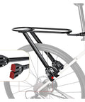 Adjustable Aluminum Alloy Bicycle Luggage Carrier for Gravel Bikes with secure rear rack mount displayed on white bike.