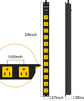Long 12 Outlet Power Strip With 2100 Joules Surge Protector 6Ft Flat Plug Wide Spaced Outlets showing dimensions and outlets